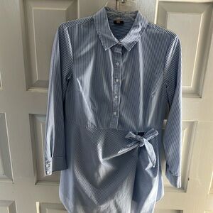 Medium Blue and White Striped Tunic Blouse by Como Vintage.